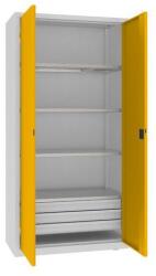 MALOW Fém műhelyszekrény, 199 x 100 x 50 cm, 3 fiókos, szürke/sárga