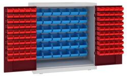 Malow Fém műhelyszekrény dobozokkal, 104 x 100 x 50 cm, szürke/sötét. piros