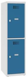 Malow Alacsony iskolai öltözőszekrény, 2 rekeszes, 400 mm, szürke/kék, forgóretesszel