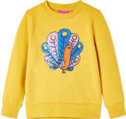 vidaXL flitteres gyerekdzseki, páva dizájn, sötét okker, 128 (13602)