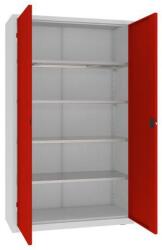 MALOW Fém műhelyszekrény, 199 x 120 x 50 cm, 4 polc, szürke/piros