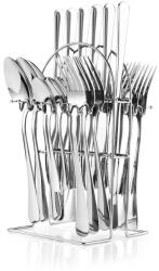 TRENDY S Rozsdamentes acél evőeszköz készlet, 24 részes, tartóval, TRENDY'S, króm (TCM-32C)