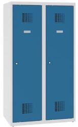 Malow Alacsony iskolai öltözőszekrény, 2 ajtós, 400 mm, szürke/kék, hengerzárral