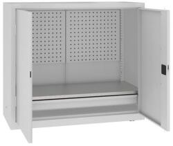 MALOW Fém műhelyszekrény perforált panellel, 104 x 120 x 50 cm, 1 fiók, szürke/szürke