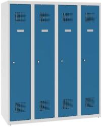 Malow Alacsony iskolai öltözőszekrény, 4 ajtós, 300 mm, szürke/kék, hengerzárral