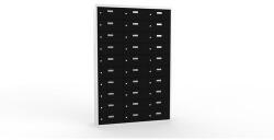 Malow Ron II hegesztett szekrény személyes tárgyak elhelyezésére, 30 rekesz, hengerzárral, szürke/fekete - manutan - 604 406 Ft