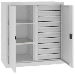 MALOW Fém műhelyszerszámszekrény fiókokkal, 104 x 100 x 50 cm, 10 fiók, szürke/szürke