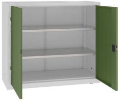 MALOW Fém műhelyszekrény, 104 x 120 x 50 cm, 2 polc, szürke/zöld
