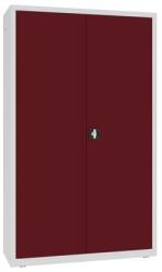 MALOW Fém műhelyszekrény, 199 x 120 x 43, 5 cm, 4 polcos, szürke/sötét. piros