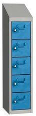 Malow Olaf hegesztett szekrény személyes tárgyakra, 5 box, elfordítható zár, szürke/világoskék