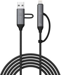 DEVIA USB 2.0 + USB 2.0 Type C Lightning + USB Type C Töltő/adat Fekete 1.5m ST121553 (ST121553)