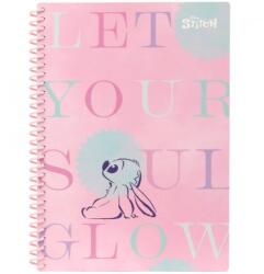 Stitch Műanyag spirálfüzet, Hűzős, B5, 100 lap, Rózsaszín (75026PTR)