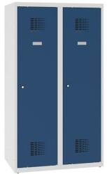 Malow Alacsony iskolai öltözőszekrény, 2 ajtós, 400 mm, szürke/sötét kék, hengerzárral