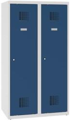 Malow Alacsony iskolai öltözőszekrény, 2 ajtós, 400 mm, szürke/sötét kék, hárompontos hengerzárral