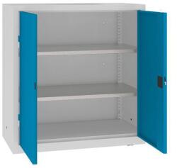 MALOW Fém műhelyszekrény, 104 x 100 x 50 cm, 2 polc, szürke/világosszürke kék