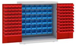 Malow Fém műhelyszekrény dobozokkal, 104 x 100 x 50 cm, szürke/piros