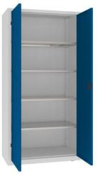 MALOW Fém műhelyszekrény, 199 x 100 x 50 cm, 4 polcos, szürke/sötét. kék