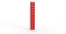 Malow Ron I hegesztett szekrény személyes tárgyak elhelyezésére, 10 rekesz, hengerzárral, szürke/piros - manutan - 214 528 Ft