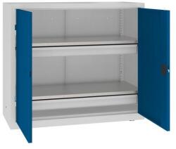 MALOW Fém műhelyszekrény, 104 x 120 x 50 cm, 2 fiókos, szürke/sötét. kék