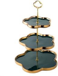 TRENDY S Gyümölcs/snack tálca, három zöld-arany szinttel (TAV-6VD)