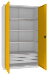 MALOW Fém műhelyszekrény, 199 x 120 x 50 cm, 3 fiókos, szürke/sárga