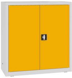 MALOW Fém műhelyszekrény, 104 x 100 x 43, 5 cm, 2 polc, szürke/sárga