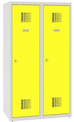 Malow Alacsony iskolai öltözőszekrény, 2 ajtós, 400 mm, szürke/sárga, hengerzárral