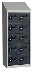 Malow Olaf hegesztett szekrény személyes tárgyakra, 10 box, elfordítható zár, szürke/antracit