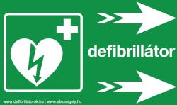 Defibrillatorok. hu - Magyarország Defibrillátor jelző műanyag tábla nyíl jobbra/fekvő (25x15 cm)