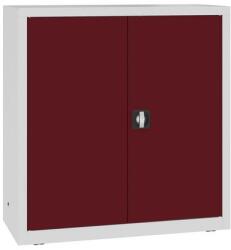 MALOW Fém műhelyszekrény, 104 x 100 x 43, 5 cm, 2 polcos, szürke/sötét. piros