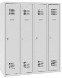 Malow Alacsony iskolai öltözőszekrény, 4 ajtós, 300 mm, szürke/szürke, hárompontos hengerzárral