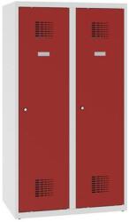 Malow Alacsony iskolai öltözőszekrény, 2 ajtós, 400 mm, szürke/piros, hárompontos hengerzárral