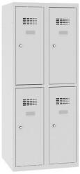 Malow Alacsony iskolai öltözőszekrény, 4 rekeszes, 300 mm, szürke/szürke, hengerzárral