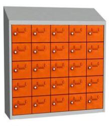 Malow Olaf hegesztett szekrény személyes tárgyakra, 25 box, elfordítható zár, szürke/narancssárga