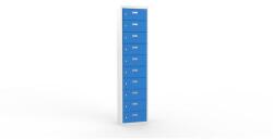 Malow Ron II hegesztett szekrény személyes tárgyak elhelyezésére, 10 rekesz, hengerzárral, szürke/világos kék - manutan - 235 725 Ft