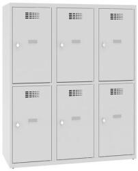 Malow Alacsony iskolai öltözőszekrény, 6 rekeszes, 400 mm, szürke/szürke, forgóretesszel