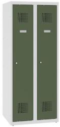 Malow Alacsony iskolai öltözőszekrény, 2 ajtós, 300 mm, szürke/zöld, hengerzárral