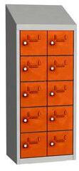 Malow Olaf hegesztett szekrény személyes tárgyakra, 10 box, elfordítható zár, szürke/narancssárga