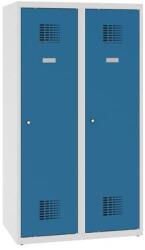 Malow Alacsony iskolai öltözőszekrény, 2 ajtós, 400 mm, szürke/kék, hárompontos hengerzárral