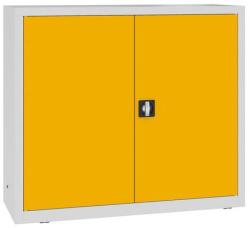 MALOW Fém műhelyszekrény, 104 x 120 x 43, 5 cm, 2 polc, szürke/sárga