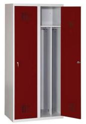 Malow Hegesztett öltözőszekrény válaszfallal Drake könnyített, 2 rekeszes, forgózárral, szürke/bordó