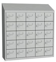 Malow Olaf hegesztett szekrény személyes tárgyakra, 25 box, elfordítható zár, szürke/szürke