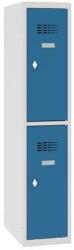 Malow Alacsony iskolai öltözőszekrény, 2 rekeszes, 300 mm, szürke/kék, forgóretesszel