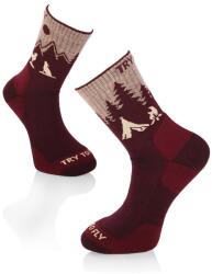 Try To Fly Bordó merinó gyapjú HIKING SOCKS Farkas túrazokni, 43-46 EU, Többszínű (TF32-307-3)