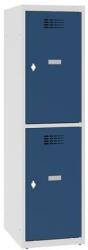 Malow Alacsony iskolai öltözőszekrény, 2 rekeszes, 400 mm, szürke/sötét kék, forgóretesszel