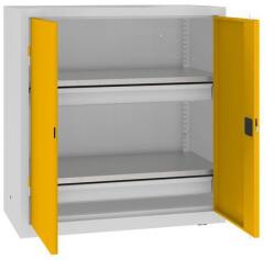 MALOW Fém műhelyszekrény, 104 x 100 x 50 cm, 2 fiókos, szürke/sárga