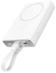 JOYROOM vésztöltő type-c+lightning aljzat, 10000mah, 20w, pd gyorstöltő, magsafe + fix type-c - lightning kábel, fehér (JR-PBM01_W)