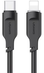 USAMS lithe series adatkábel, type-c - lightning, 20w, pd gyorstöltő, 120cm, led jelzés, fekete (SJ566USB01)