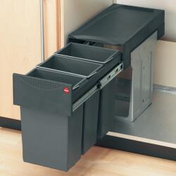 Hailo Cos de gunoi incorporabil Hailo Torzett 502.70. 253, 1x15 l si 2x7 l, negru, corp 300 mm (502.70.253) Cos de gunoi