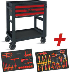 Beta 5100 RSC51-MQ38 3 fiókos szerszámkocsi és 38 darabos szerszámkészlet hibrid és elektromos gépjárművek javításához és karbantartásához